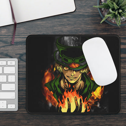 Flame Magician Mouse Pad – 9x7 Neoprene Desk Mat with Dark Fantasy Fire Wizard Design for Gamers and Office Setups