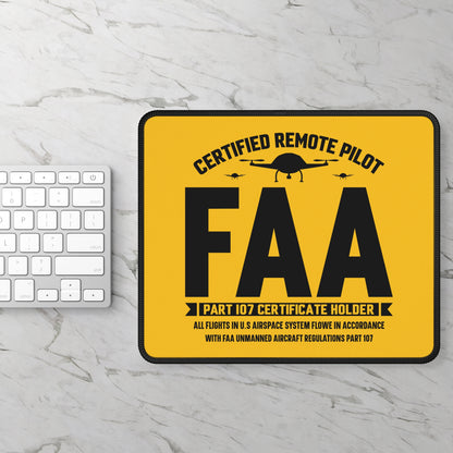 FAA Part 107 Certified 9x7 Neoprene Desk Mat – Remote Pilot Badge Mouse Pad