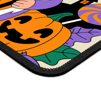 Halloween Gnome Gaming Mouse Pad – 9x7 Neoprene Mouse Pad with Candy, Pumpkins, and Spooky Night Design