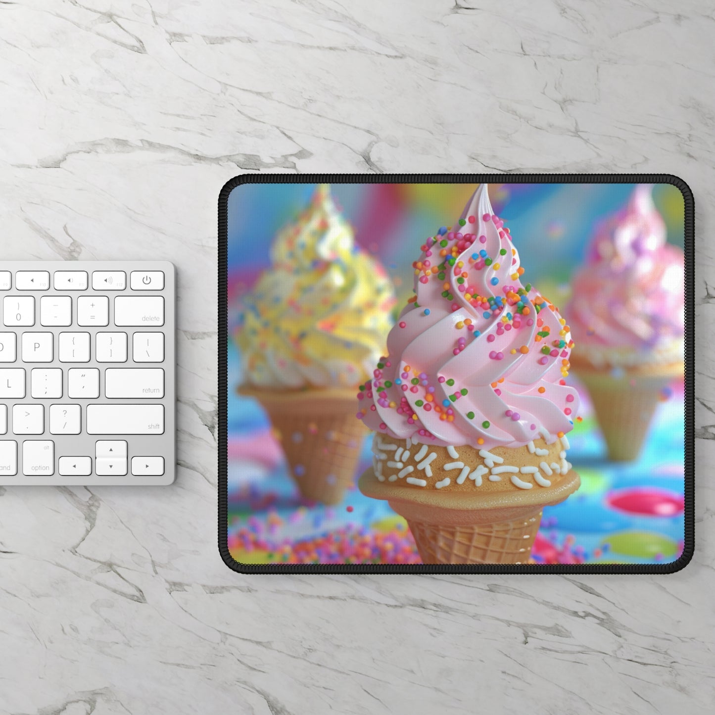 Triple Swirl 9x7 Neoprene Desk Mat – Rainbow Soft Serve Mouse Pad