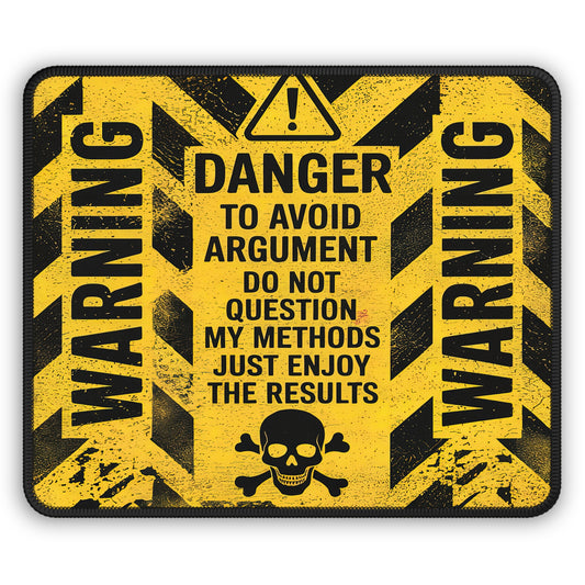 Danger Warning Sign Gaming Mouse Pad – 9x7 Neoprene Mouse Pad with Bold Caution Hazard Design