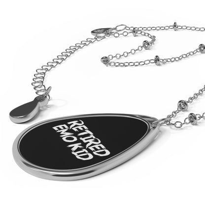 Retired Emo Kid Teardrop Necklace – Nostalgic Pendant with Silver Chain