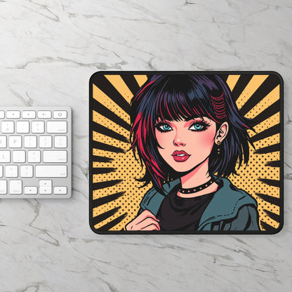 Tokyo Pulse 9x7 Neoprene Desk Mat – Pop-Art Character Mouse Pad