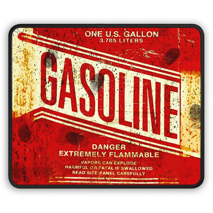 Vintage Gasoline Warning Gaming Mouse Pad – 9x7 Neoprene Mouse Pad with Retro Fuel Can Label Design