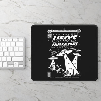 Attack From Space 9x7 Neoprene Desk Mat – Vintage UFO Comic Mouse Pad
