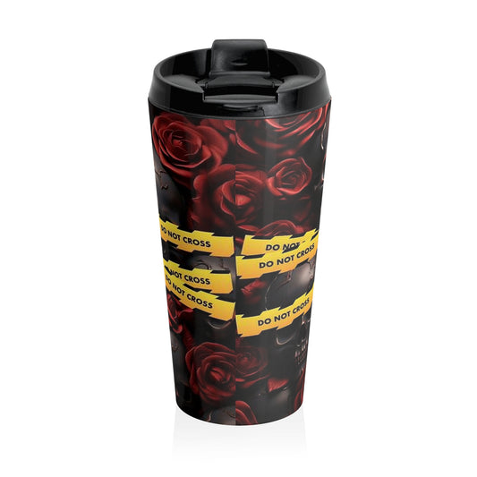 15oz “Attempted Murder” Stainless Steel Travel Mug – Red Handprint Design with Leak-Proof Lid