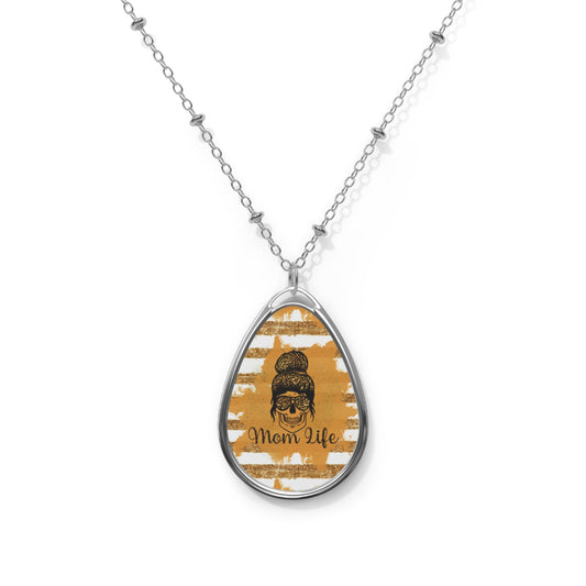 Mom Life Teardrop Necklace – Stylish Tribute Pendant with Silver Chain