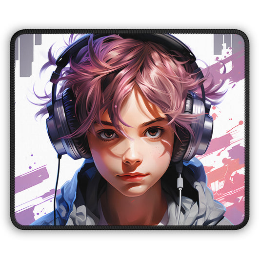 Urban Gamer Headphones Anime Mouse Pad – 9x7 Neoprene Gaming Mouse Pad with Street Art Style Character Design
