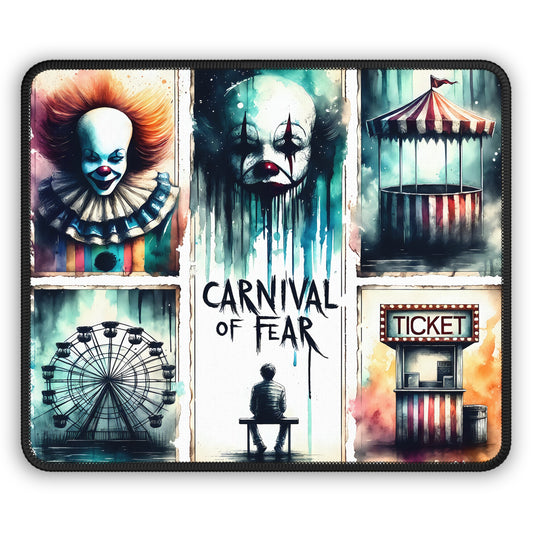 Carnival of Fear Horror Gaming Mouse Pad – 9x7 Neoprene Mouse Pad with Creepy Clown, Haunted Ferris Wheel, and Dark Carnival Design
