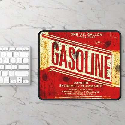 Vintage Gasoline Warning Gaming Mouse Pad – 9x7 Neoprene Mouse Pad with Retro Fuel Can Label Design