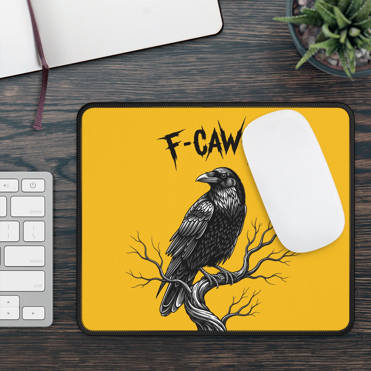 Gaming Mouse Pad with Raven Design, F-CAW-F Gaming Accessories, Unique Gifts for Gamers, Desk Decor, Gamer Essentials