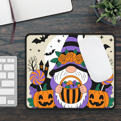 Halloween Gnome Gaming Mouse Pad – 9x7 Neoprene Mouse Pad with Candy, Pumpkins, and Spooky Night Design