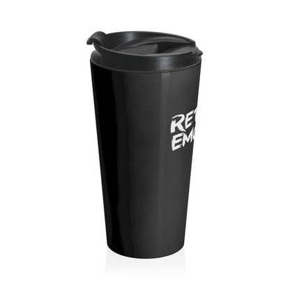 15oz “Retired Emo Kid” Stainless Steel Travel Mug – Grunge Text Design with Leak-Proof Lid