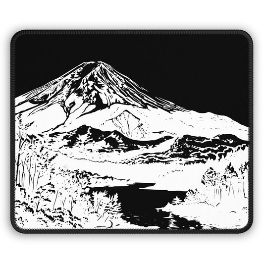 Summit Silence 9x7 Neoprene Desk Mat – Black & White Mountain Mouse Pad with Reflections