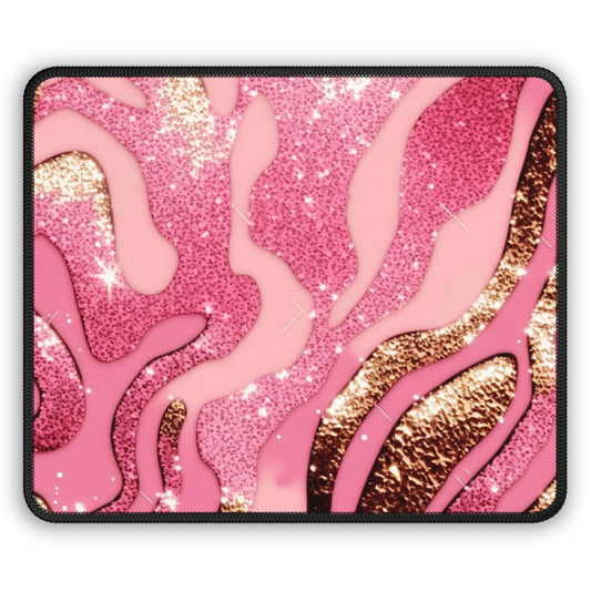 Pink Glitter Glam Gaming Mouse Pad – 9x7 Neoprene Mouse Pad with Sparkling Abstract Design for Stylish Desks and Gaming Setups