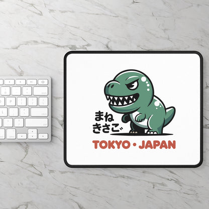 Manekisago Tokyo 9x7 Neoprene Desk Mat – Cartoon Dinosaur Mouse Pad with Japanese Text