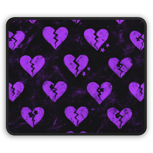 Broken Hearts & Stardust 9x7 Neoprene Desk Mat – Purple Grunge Mouse Pad