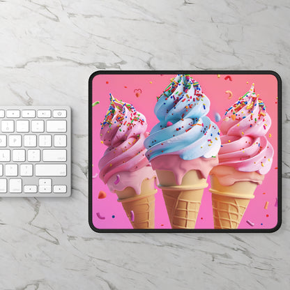 Pastel Swirl 9x7 Neoprene Desk Mat – Cotton Candy Cone Mouse Pad