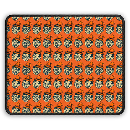 Patterned GeekPadz Face Halloween Gaming Mouse Pad – 9x7 Neoprene Mouse Pad with Orange Background and Spooky Cartoon Design