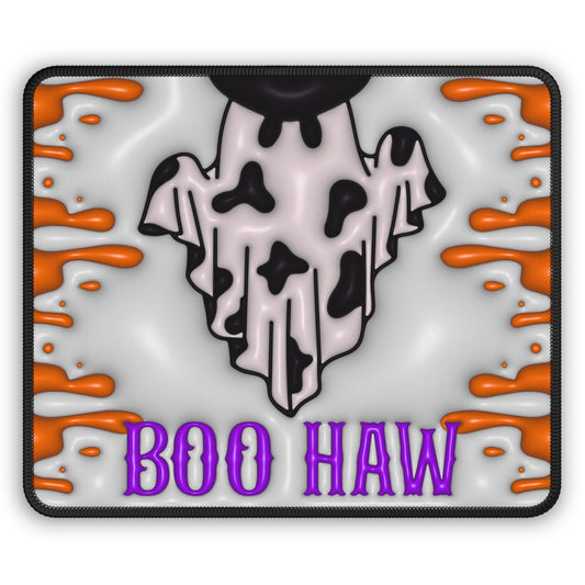 Boo Haw Halloween Gaming Mouse Pad – 9x7 Neoprene Mouse Pad with Cow Print Ghost and Spooky Western Design