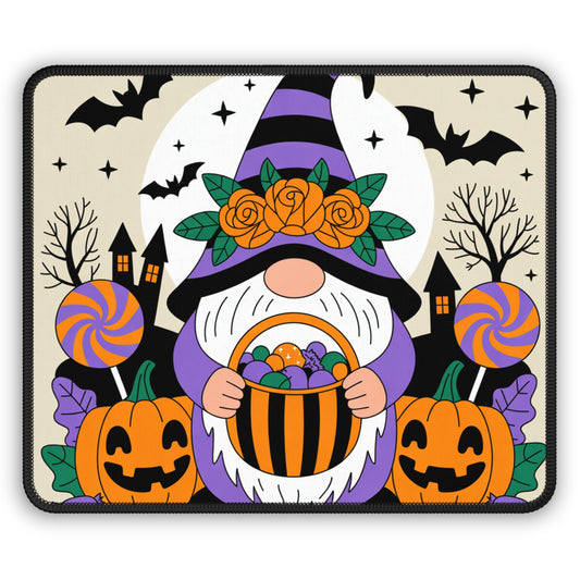 Halloween Gnome Gaming Mouse Pad – 9x7 Neoprene Mouse Pad with Candy, Pumpkins, and Spooky Night Design