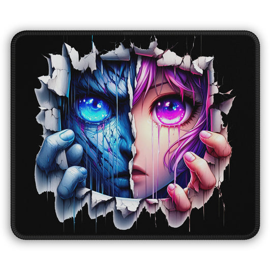 Split Realms 9x7 Neoprene Desk Mat – Cyberpunk vs. Human Anime Mouse Pad
