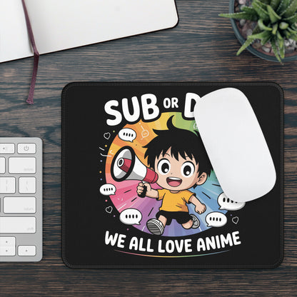 Sub or Dub 9x7 Neoprene Desk Mat – Rainbow Anime Mouse Pad for All Fans