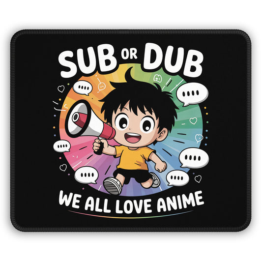 Sub or Dub 9x7 Neoprene Desk Mat – Rainbow Anime Mouse Pad for All Fans