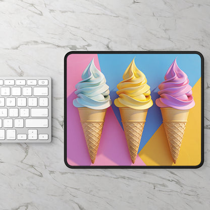 Neapolitan Geometry 9x7 Neoprene Desk Mat – Pastel Cone Mouse Pad