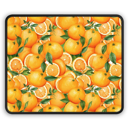 Orange Grove 9x7 Neoprene Desk Mat – Juicy Citrus Mouse Pad with Leaves & Slices