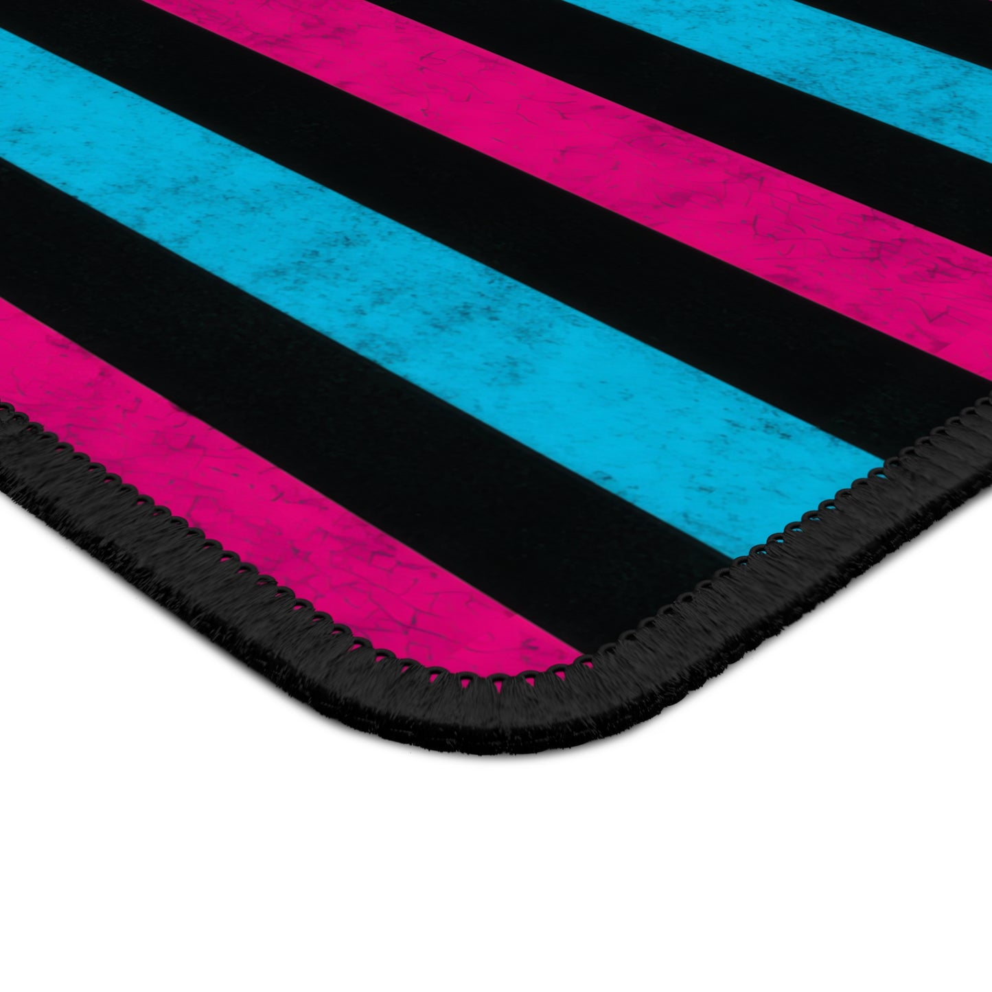 Neon Stripes 9x7 Neoprene Desk Mat – Retro Grunge Mouse Pad