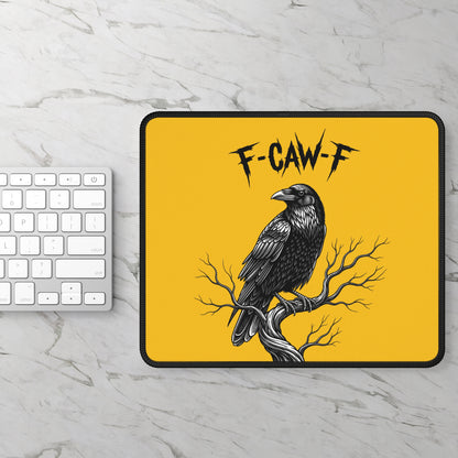 Gaming Mouse Pad with Raven Design, F-CAW-F Gaming Accessories, Unique Gifts for Gamers, Desk Decor, Gamer Essentials