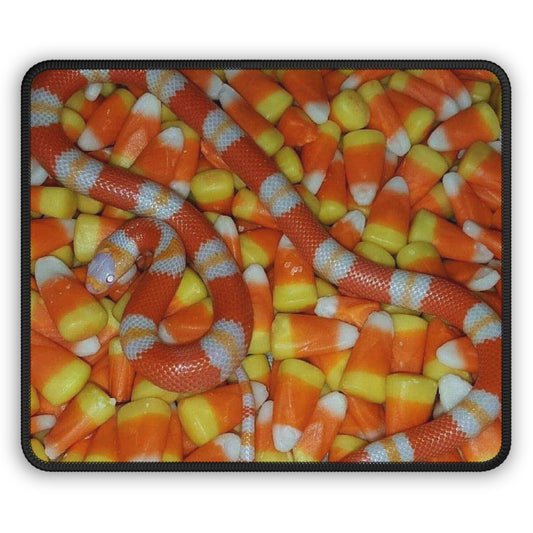 Candy Corn Snake Mouse Pad – 9x7 Neoprene Desk Mat with Spooky Halloween Design for Gamers and Office Setups
