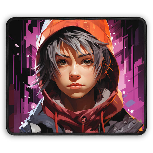 Street Hoodie Anime Gaming Mouse Pad – 9x7 Neoprene Mouse Pad with Urban Character Art for Gamers and Otaku Desk Setups