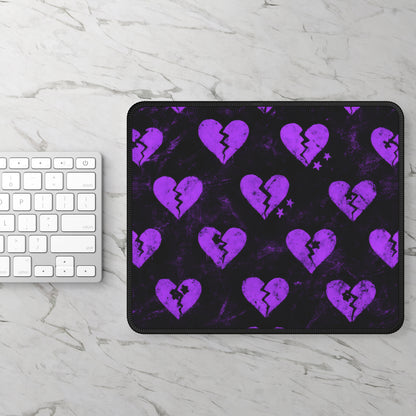 Broken Hearts & Stardust 9x7 Neoprene Desk Mat – Purple Grunge Mouse Pad