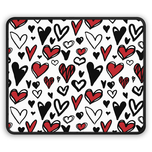 Sketch Hearts 9x7 Neoprene Desk Mat – Hand-Drawn Love Mouse Pad