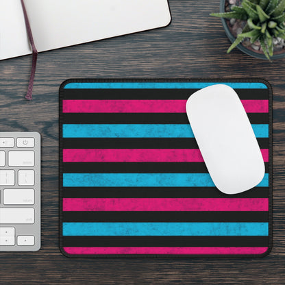 Neon Stripes 9x7 Neoprene Desk Mat – Retro Grunge Mouse Pad