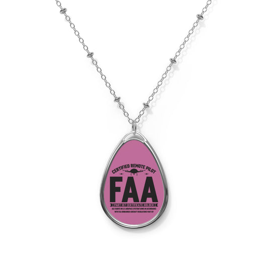 Certified Remote Pilot Teardrop Necklace – FAA Part 107 Pendant with Silver Chain