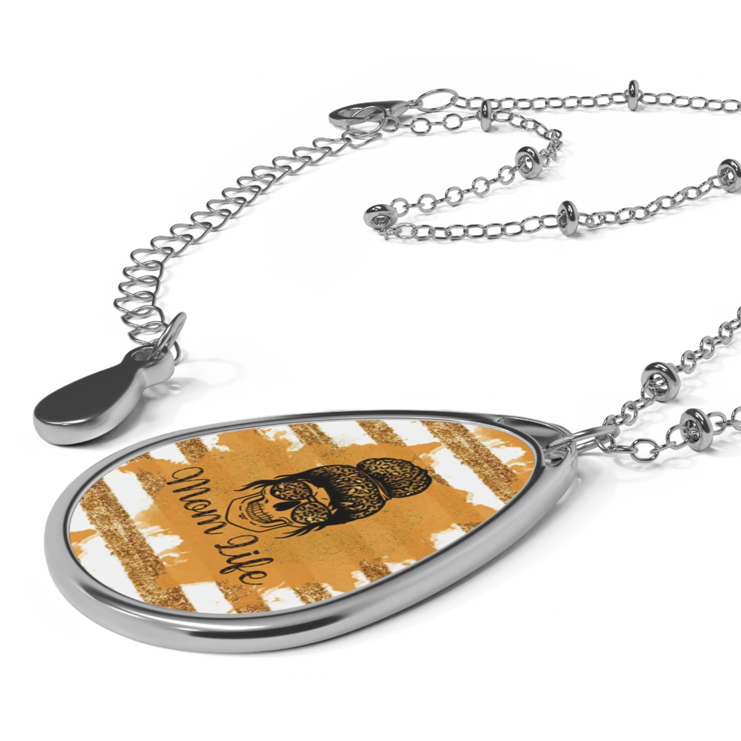 Mom Life Teardrop Necklace – Stylish Tribute Pendant with Silver Chain