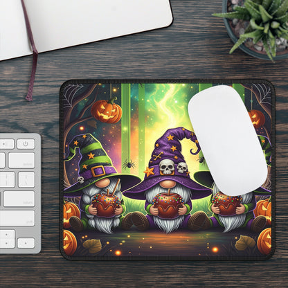 Halloween Gnome Witches Gaming Mouse Pad – 9x7 Neoprene Desk Mat with Spooky Pumpkins and Candy Apples Design
