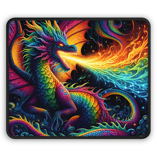 Rainbow Dragon Gaming Mouse Pad – 9x7 Neoprene Mouse Pad with Colorful Fire-Breathing Fantasy Design