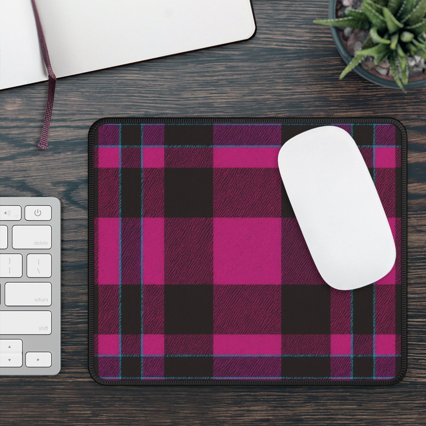 Magenta Tartan 9x7 Neoprene Desk Mat – Plaid Punk Mouse Pad