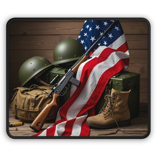 Honor & Gear 9x7 Neoprene Desk Mat – Military Tribute Mouse Pad with American Flag