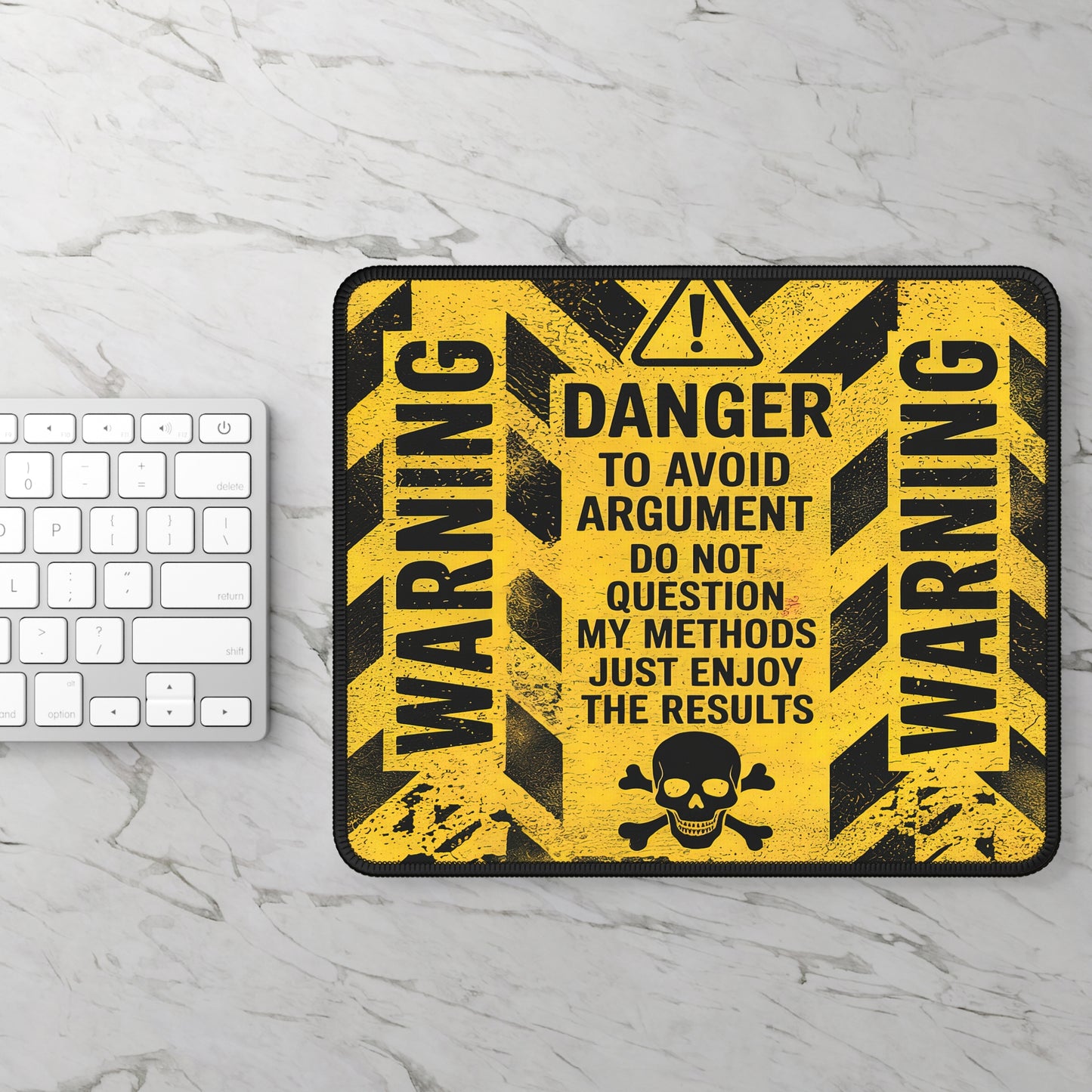 Danger Warning Sign Gaming Mouse Pad – 9x7 Neoprene Mouse Pad with Bold Caution Hazard Design