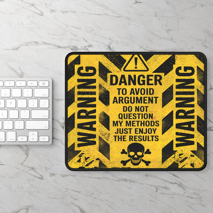 Danger Warning Sign Gaming Mouse Pad – 9x7 Neoprene Mouse Pad with Bold Caution Hazard Design