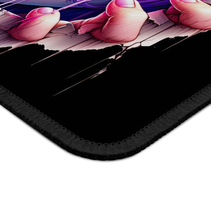Split Realms 9x7 Neoprene Desk Mat – Cyberpunk vs. Human Anime Mouse Pad