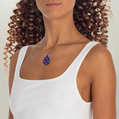 Broken Hearts Teardrop Necklace – Purple Emo Pendant with Silver Chain