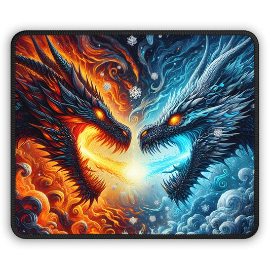 Fire and Ice Dragon Gaming Mouse Pad – 9x7 Neoprene Mouse Pad with Epic Dual Dragon Battle Fantasy Artwork