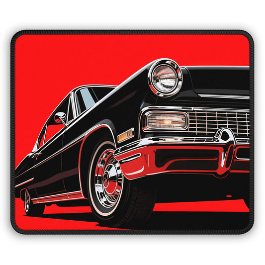 Redline Classic 9x7 Neoprene Desk Mat – Black Muscle Car Mouse Pad with Chrome Detail