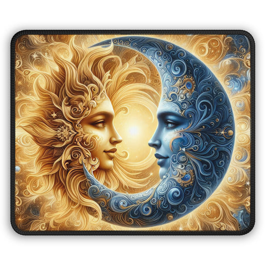 Celestial Sun and Moon Gaming Mouse Pad – 9x7 Neoprene Mouse Pad with Cosmic Day and Night Design